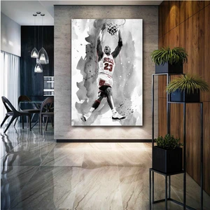SML Tablo Michael Jordan Chicago Bulss Basketbol Smaç Soyut Dekoratif Kanvas Tablo