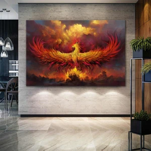 SML Tablo Kanatlarını İki Yana Açmış Uçan Anka Kuşu Vahşi Hayvan Manzara Kanvas Tablo