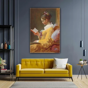 SML Tablo Kitap Okuyan Kız Yağlı Boya Görünümlü Jean Honore Fragonard Kanvas Tablo