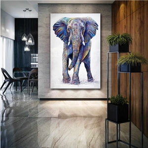 SML Tablo Renkli Fil Art Hayvan Dekor Afrika Kanvas Tablo