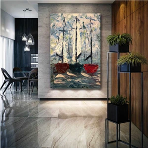 SML Tablo Soyut Sandallar İlüstrasyon Modern Sanat Deniz Kırmızı Sandal Kanvas Tablo