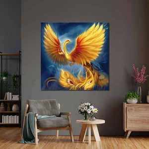 SML Tablo Anka Kuşu Simurg Kuşu Art Mitoloji Zümrüdü Anka Kanvas Tablo