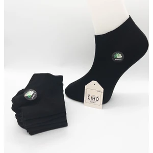 Ciho Socks Premium Siyah 3 Çift Dikişsiz Bambu Ekstra Yumuşak Kadın Patik Çorap