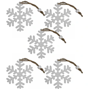 Roco Paper Co. Yılbaşı Ağacı Süsleme Seti - Simli Keçe Ipli Kar Tanesi - 5 Adet 8.5x8.5 cm