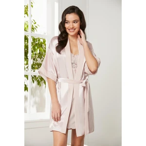 Pierre Cardin  Kadife Saten Dantelli Gecelik ve Sabahlık Takımı - 4045