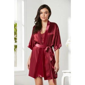 Pierre Cardin  Kadife Saten Dantelli Gecelik ve Sabahlık Takımı - 4045