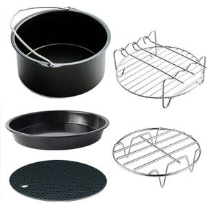 Yuandong 5 Parça 7 Inç (18cm) Yui / Xiaomi / Philips / Kumtel Uyumlu Air Fryer Aksesuarları Set - Siyah (Yurt Dışından)