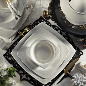 Kütahya Porselen Bone Mare 62 Parça 9559 Desenli Platin Yemek Takımı