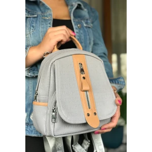 Just Polo Çok Bölmeli Astarlı Ayarlanabilir Askılı Kadın Sırt Çantası 4058-GD Gri