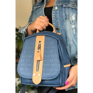 Just Polo Çok Bölmeli Astarlı Ayarlanabilir Askılı Kadın Sırt Çantası 4058-GD Lacivert