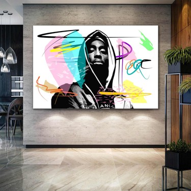 絵画 2pac SML Tablo Tupac Shakur 2Pac Rap Müzik Sanat Art Dekor Retro Fiyatı