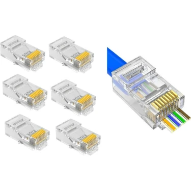 Uğur Tekno 50 Adet Yeni Nesil Delikli RJ45 Cat5 Cat6