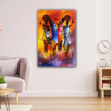 SML Tablo Yağlı Boya Efektli Kenyalı Afrikalı Kadınlar Fiyatı