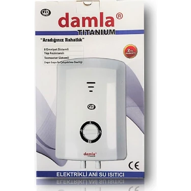Damla Titanium 7500W Elektrikli Şofben Ani Su Isıtıcı 3 lt/dk Kapasite ile Hızlı Isıtma