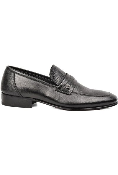 Suphi Şeker Siyah Deri Kösele Taban Erkek Klasik Ayakkabı