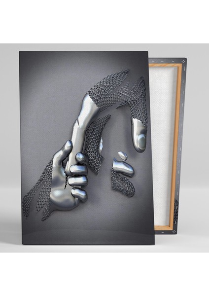 Metal Zincir Birbirini Tutan Demir Eller Love Gümüş Lüks Dekor Kanvas Tablo fiyatları