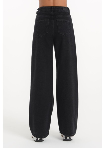 Kadın Süper Yüksek Bel Geniş Paça Wide Leg Jeans Pantolon