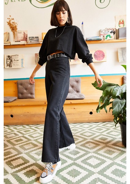 90's Likralı Süper Yüksek Bel Salaş Jeans Palazzo Pantolon fiyatları