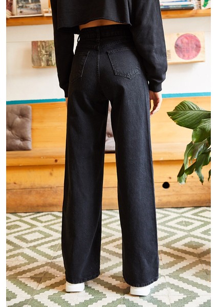 salaş Süper Yüksek Bel Wide Leg Power Likralı Palazzo Jeans