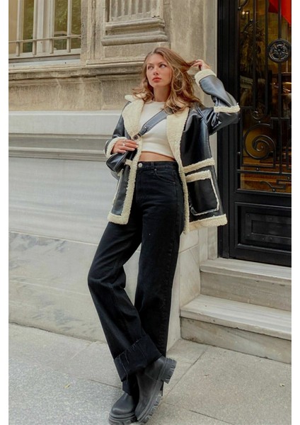 Kadın Süper Yüksek Bel Geniş Paça Wide Leg Jeans Pantolon