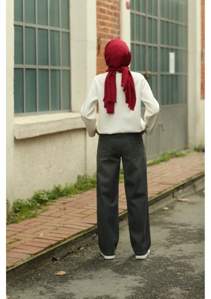 Kadın Süper Yüksek Bel Geniş Paça Wide Leg Jeans Pantolon