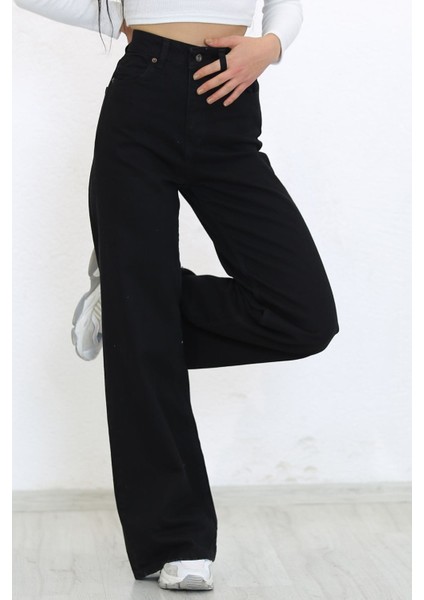 Kadın Süper Yüksek Bel Geniş Paça Wide Leg Jeans Pantolon