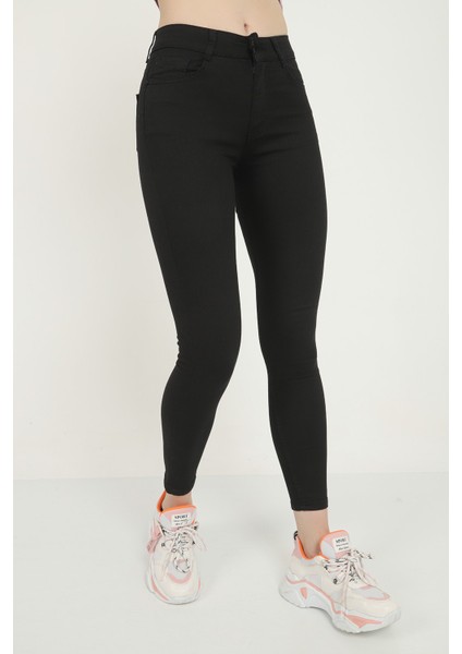 Renk Vermez Solmaz Kumaşlı Likralı Skinny Jeans Çok Dar Kot Pantolon (Simsiyah) fiyatları