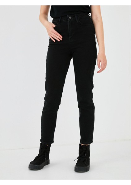 Blanka Kadın Solmayan Siyah Yüksek Bel Likralı Mom Kot Pantolon Jeans (Tam Kalıptır) modelleri