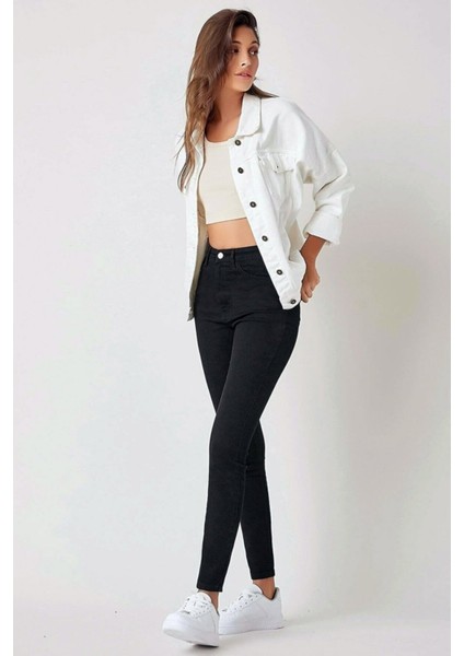 Dominic Siyah Yüksek Bel Likralı Dar Paça Kot Pantolon modelleri