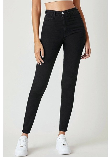 Dominic Siyah Yüksek Bel Likralı Dar Paça Kot Pantolon fırsatları