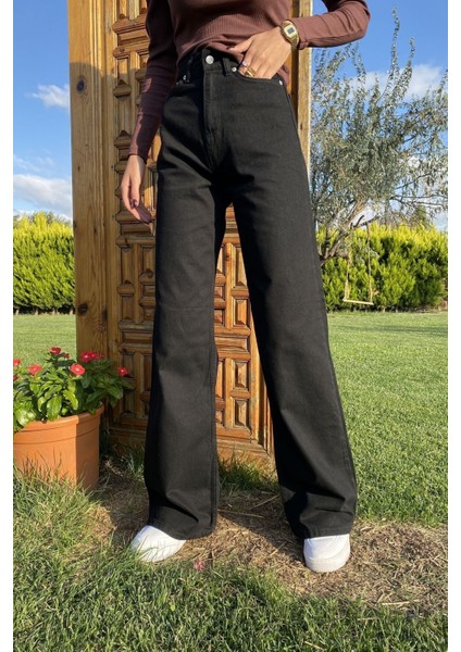 Cep Detaylı Yüksek Bel 90's Wide Leg Jeans