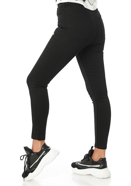 Solmayan Likralı Skinny Jeans Toparlayıcı Simsiyah Kömür Karası Kot Pantolon fiyatları