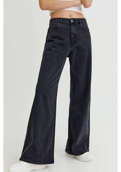 Kadın Süper Yüksek Bel Geniş Paça Wide Leg Jeans Pantolon