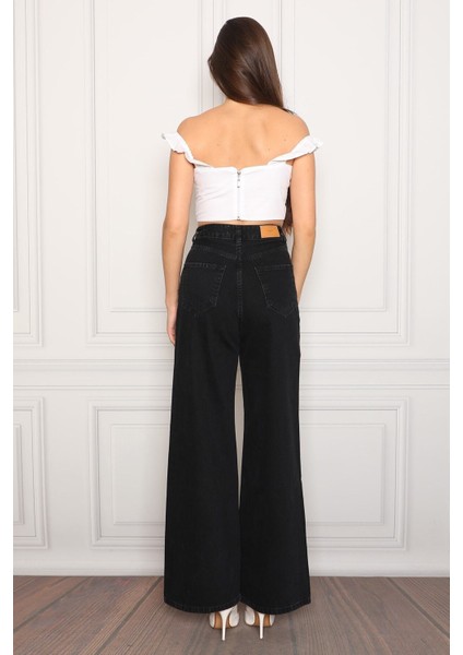 Kadın Süper Yüksek Bel Geniş Paça Wide Leg Jeans Pantolon modelleri