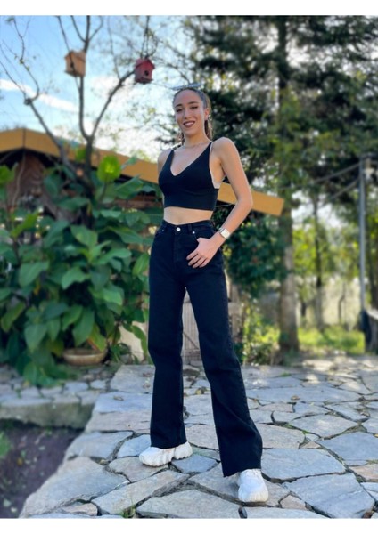 Cep Detaylı Yüksek Bel 90's Wide Leg Jeans