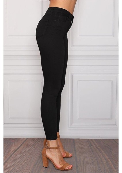 Solmayan Siyah Extra Skinny Jeans Kot Pantolon (Dar Paça) fırsatları