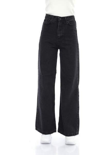 90's Likralı Süper Yüksek Bel Salaş Jeans Palazzo Pantolon