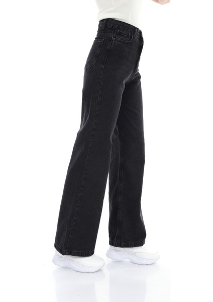 90's Likralı Süper Yüksek Bel Salaş Jeans Palazzo Pantolon