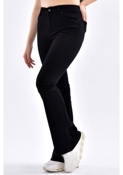 Extra Yüksek Bel Flare Jeans - Kadın Full Likralı Ispanyol Paça Kot Pantolon