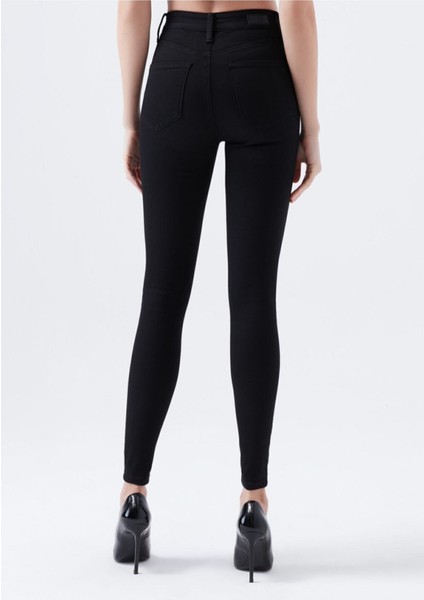 Solmayan Siyah Süper Skinny Jeans Kot Pantolon (Simsiyah) indirimleri