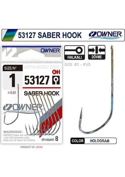 53127 Saber Hook Uzun Sap Hologram Kaplama Iğne