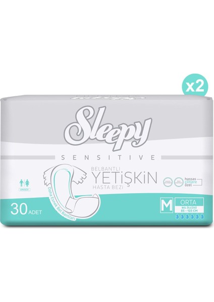 2'Li Sleepy Medium Yetişkin Hasta Bezi 30x2 (60 Adet)