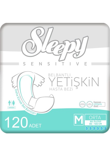 4'Lü Sleepy Medium Yetişkin Hasta Bezi 30x4 Adet (120 Adet)