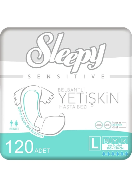 4'Lü Sleepy Large Yetişkin Hasta Bezi 30x4 Adet (120 Adet)