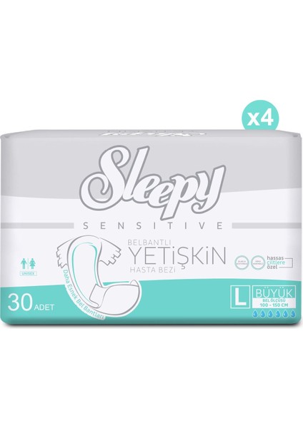 4'Lü Sleepy Large Yetişkin Hasta Bezi 30x4 Adet (120 Adet)