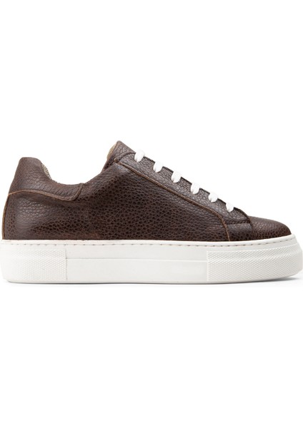 Hakiki Deri Kahverengi Sneaker Kadın Ayakkabı