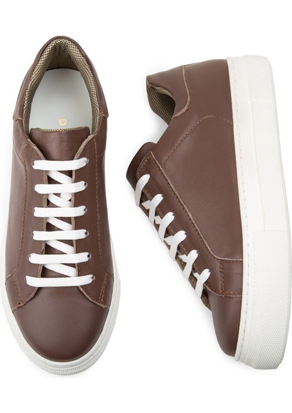 Hakiki Deri Kahverengi Sneaker Kadın Ayakkabı fırsatları