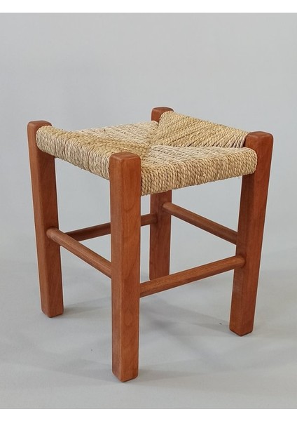 Hasır Örgülü Ahşap Tabure Ceviz 35cm (28cmx28cm)