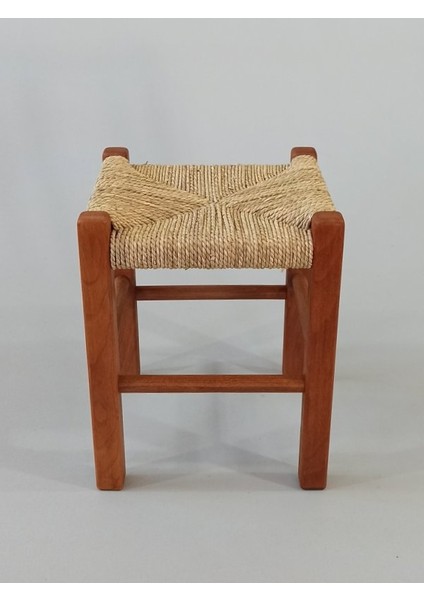 Hasır Örgülü Ahşap Tabure Ceviz 35cm (28cmx28cm)