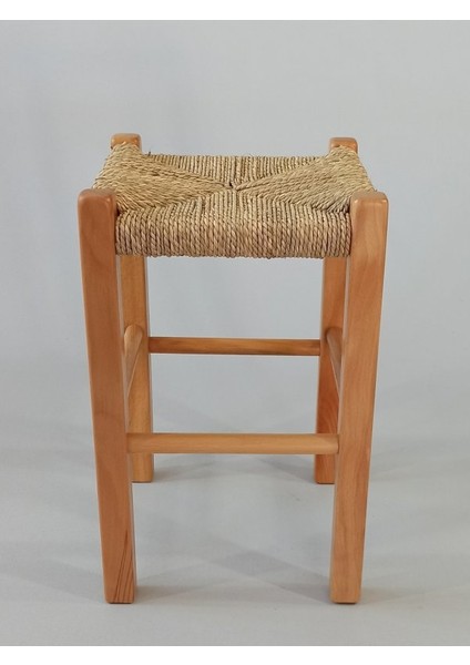 Hasır Örgülü Ahşap Tabure Natürel 45cm (28cmx28cm)